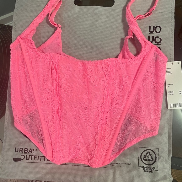NWT Hot Pink URBAN OUTFITTERS Lovestruck Lace Corset - Picture 5 of 10
